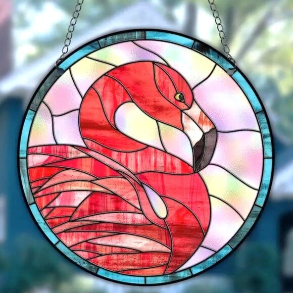 Flamingo Suncatcher Metal Chain Florida Pink Bird Tropical Hanging Window NEW - Picture 1 of 3